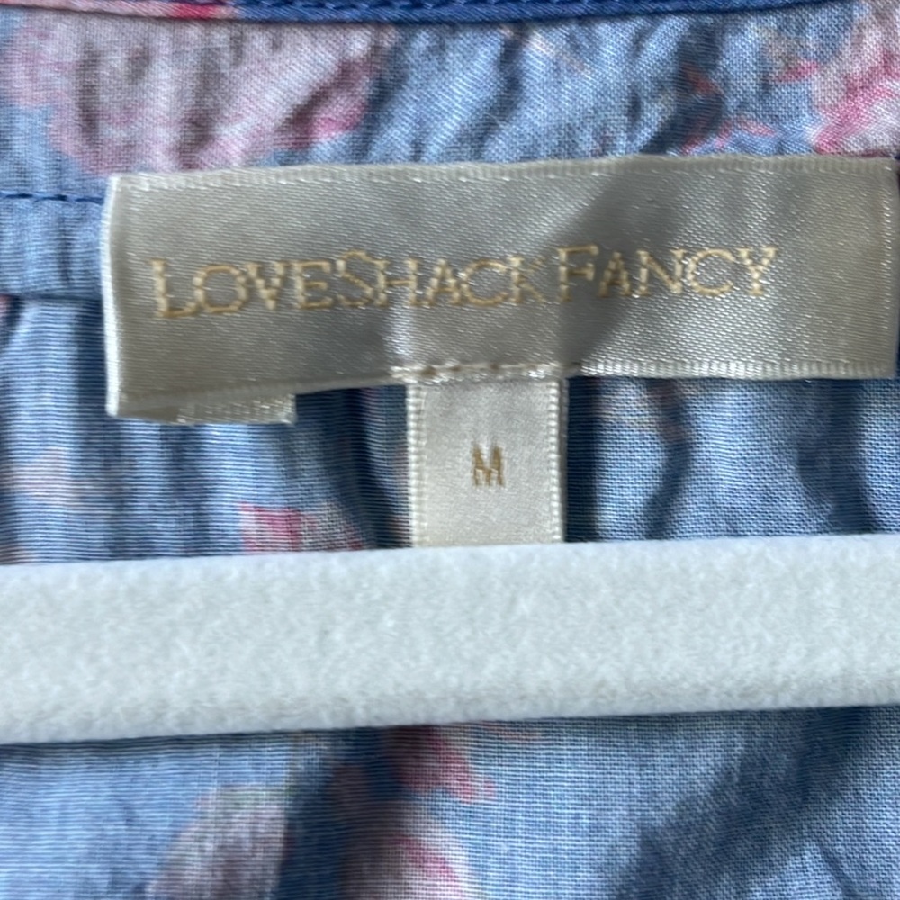 Loveshackfancy Roth Floral Tiered Ruffle Cotton Dress In Faded Denim - Picture 12 of 17